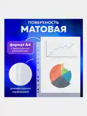 Папка-файл, мультифора с перфорацией А4 Brauberg 50 штук матовые, Плотные, 90 мкм, 229669