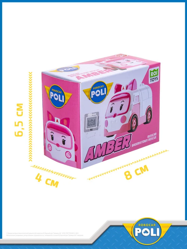 Розовый robocar Poli Машинка Робокар Поли мини "Эмбер" 4 см, MRT-753