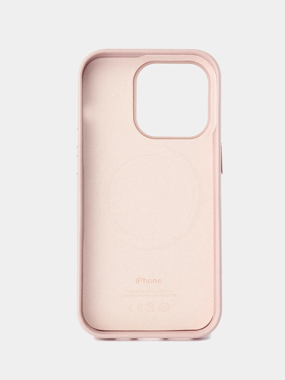 Розовый кожаный чехол Leather Case для iPhone 14 Pro с функцией MagSafe