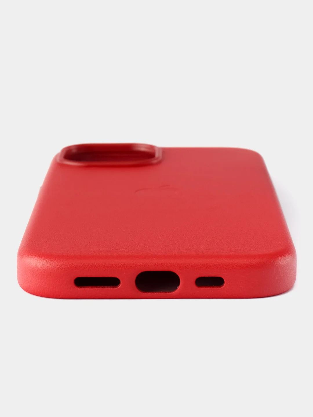 Красный кожаный чехол Leather Case для iPhone 15 с функцией MagSafe