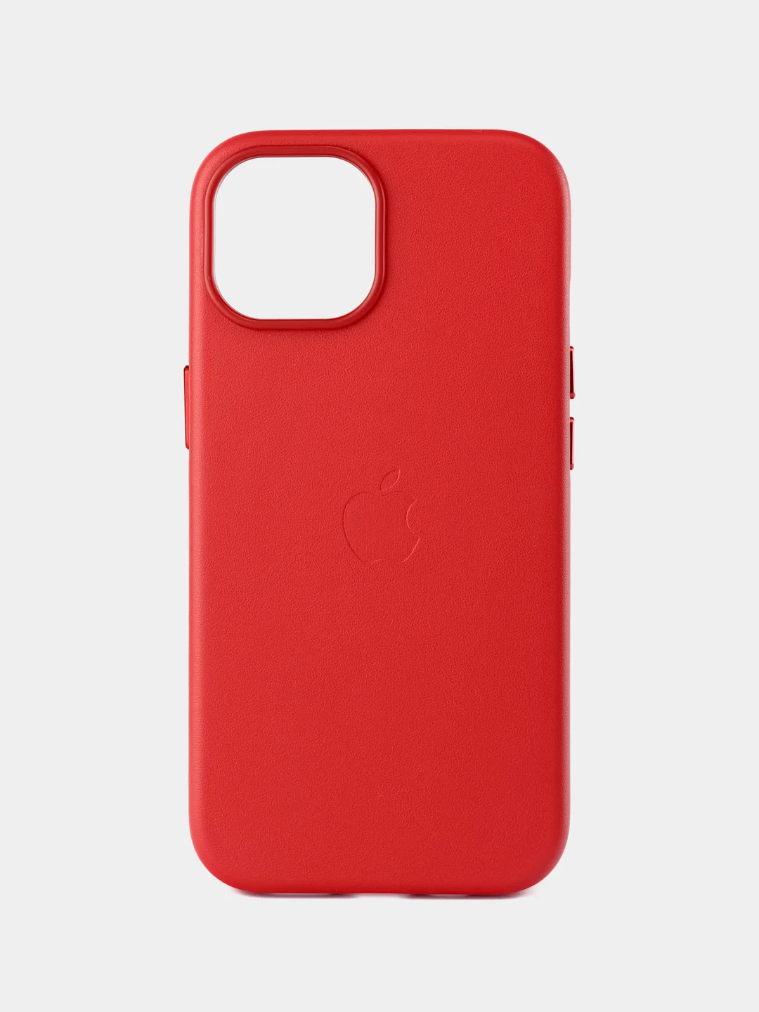 Красный кожаный чехол Leather Case для iPhone 15 с функцией MagSafe