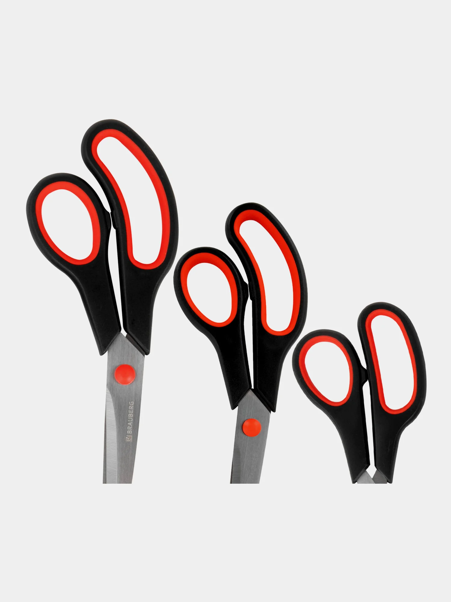 Ножницы Brauberg Soft Grip, 238410, канцелярские, набор 5 штук, для бумаги и картона