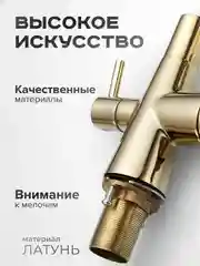 Золотой смеситель для кухни с краном для питьевой воды и гибким изливом, Shevanik S668E