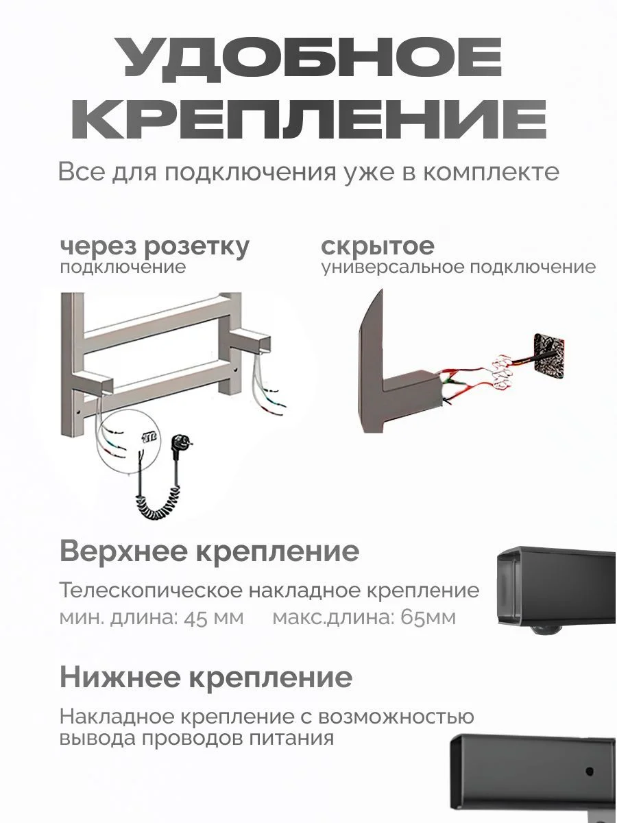 Черный полотенцесушитель электрический с полкой