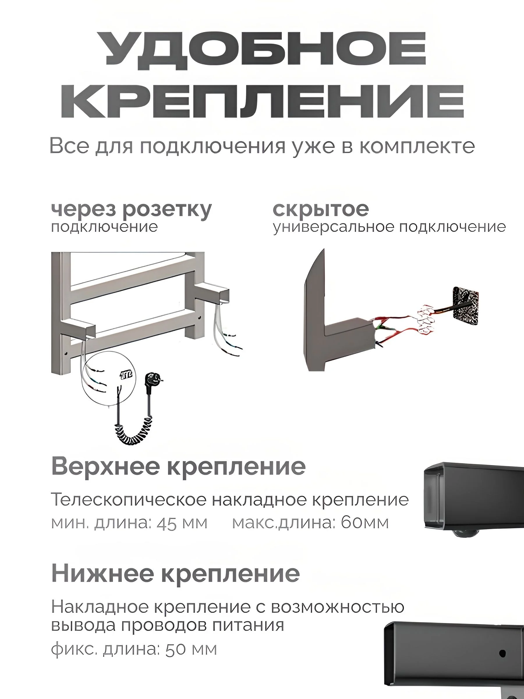 Белый полотенцесушитель электрический с полкой