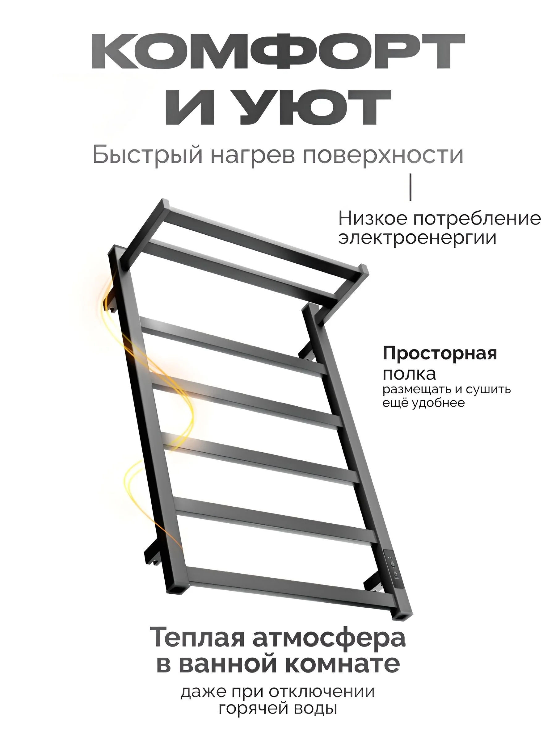 Белый полотенцесушитель электрический с полкой
