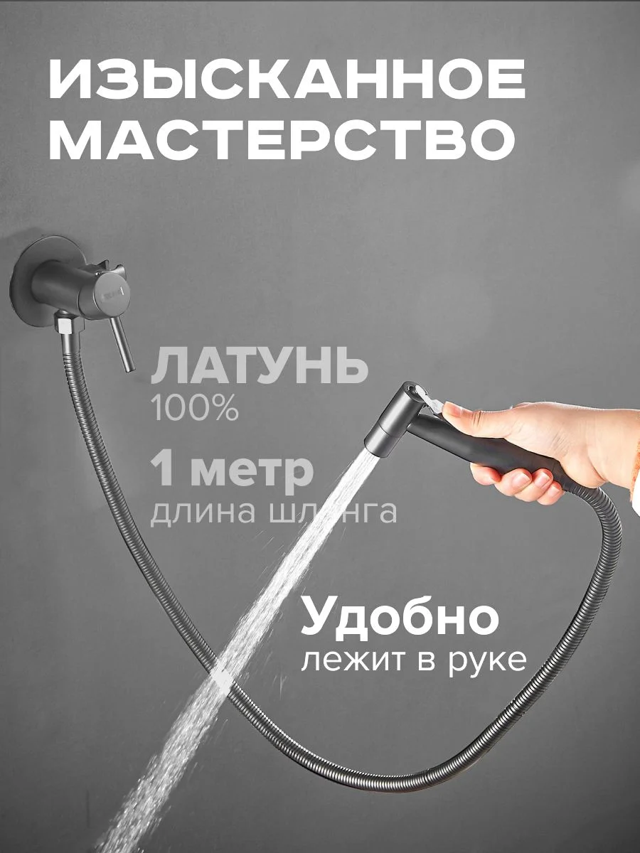 Тёмно-серый гигиенический смеситель с лейкой, встраиваемый, SHEVANIK