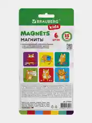 Магниты квадратные Brauberg Kids, 272514, магнитики на холодильник, для доски в школу 6 шт