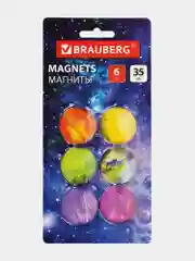Магниты круглые Brauberg Glass, 272517, магнитики на холодильник, для доски, набор 6 шт