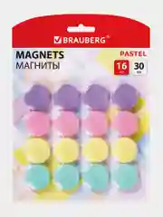 Магниты круглые Brauberg Pastel, 272519, магнитики на холодильник, для доски, набор 16 шт