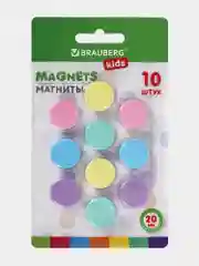 Магниты круглые Brauberg Kids, 272520, магнитики на холодильник, для доски, набор 10 шт