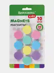 Магниты круглые Brauberg Kids, 272521, магнитики на холодильник, для доски, набор 10 шт