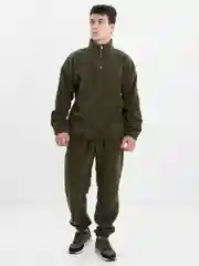 Зелёный хаки костюм мужской спортивный: кофта и брюки, утепленный