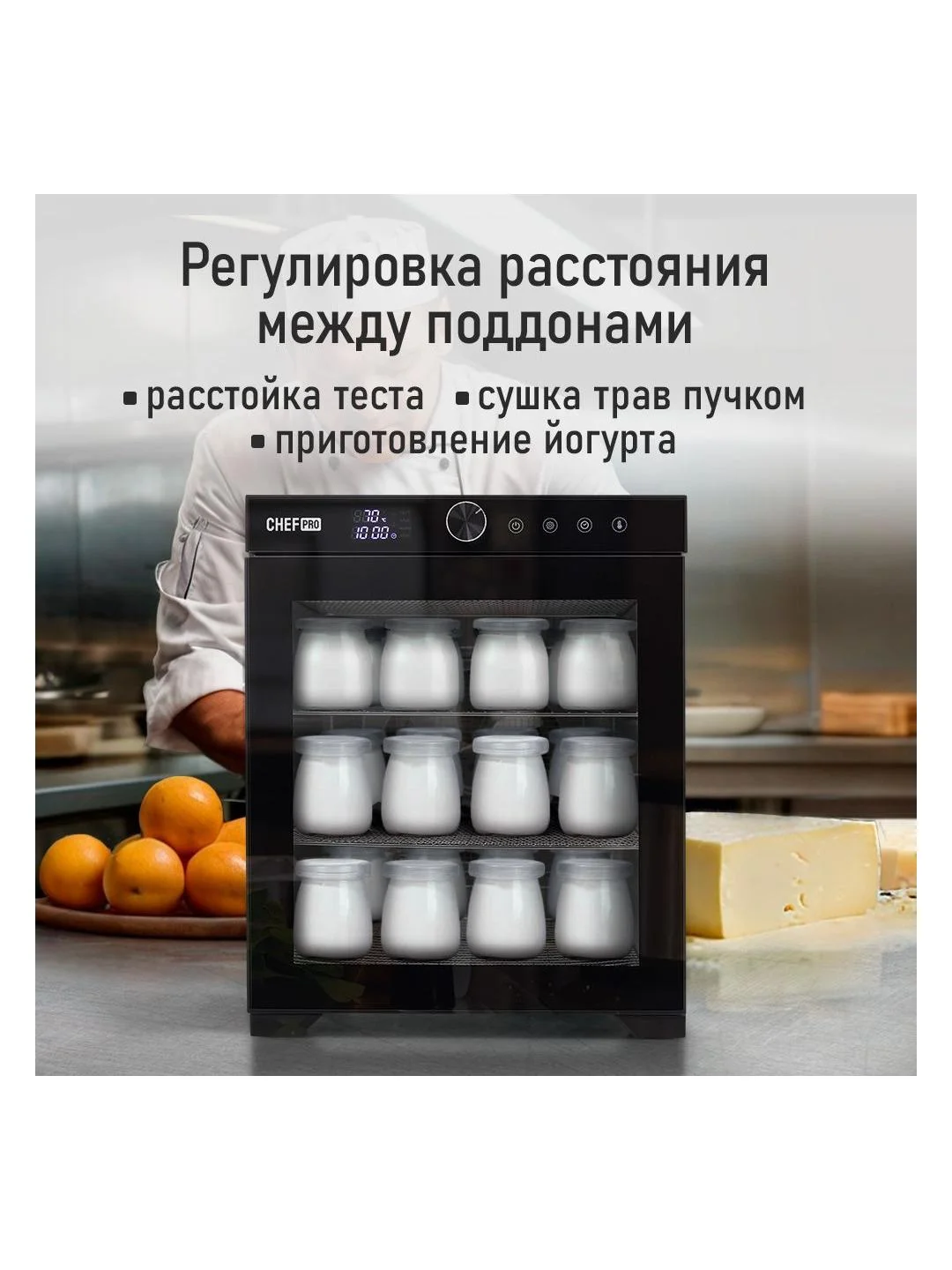 Профессиональная электросушилка с горизонтальным обдувом CHEF PRO CF-FD805A 12 поддонов