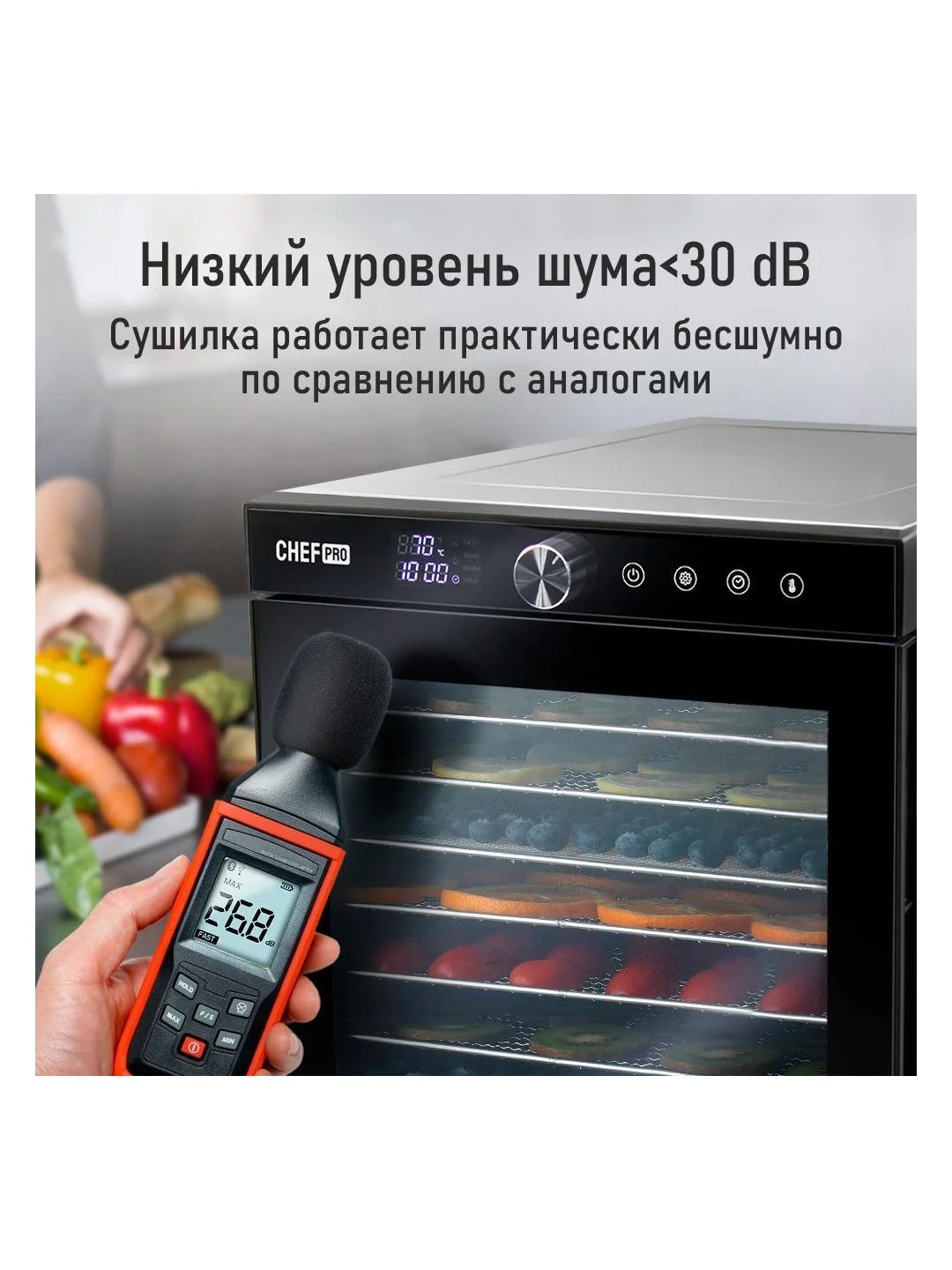 Профессиональная электросушилка с горизонтальным обдувом CHEF PRO CF-FD805A 12 поддонов