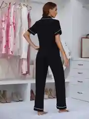 Черный пижама женская, штоны с рубашкой