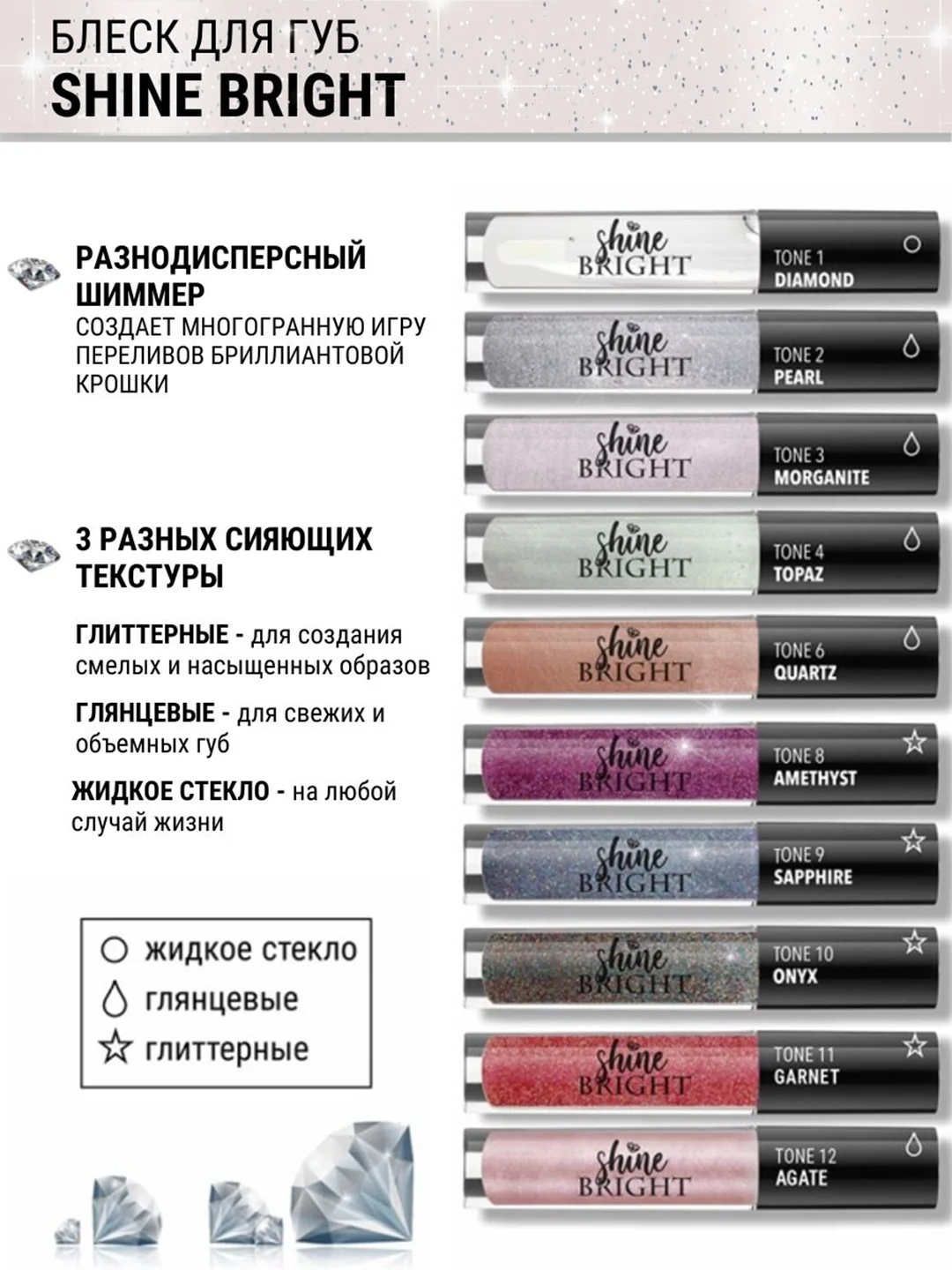 Блеск для губ Belor Design Shine bright, 4.3 г