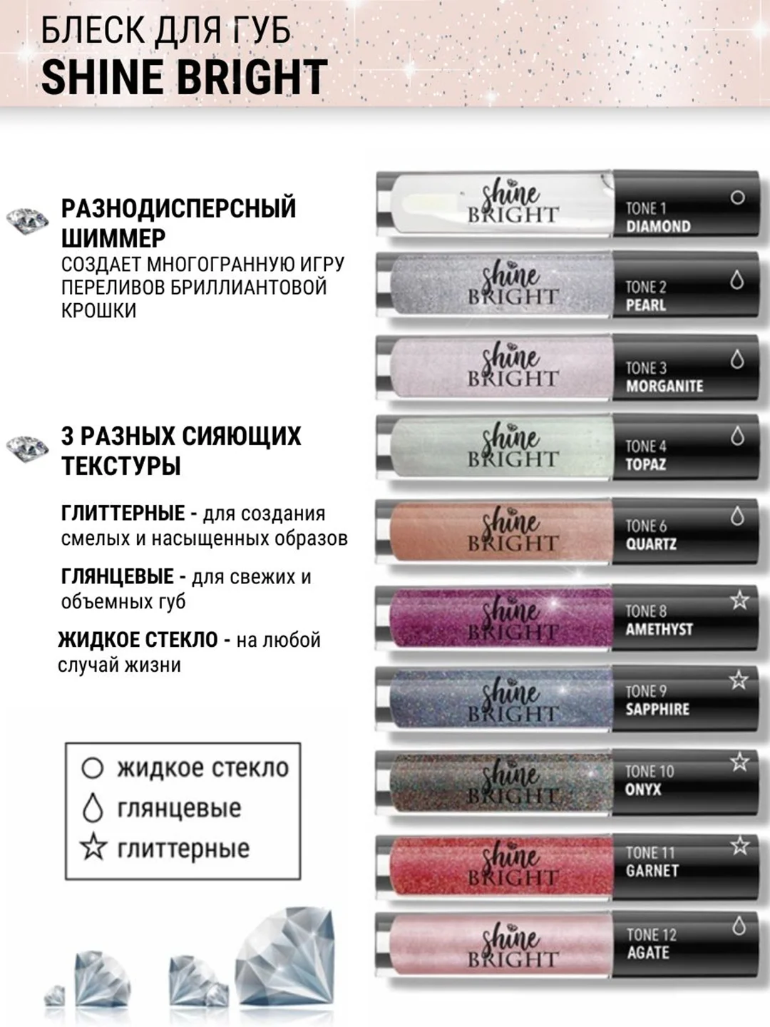 Блеск для губ Belor Design Shine bright, 4.3 г