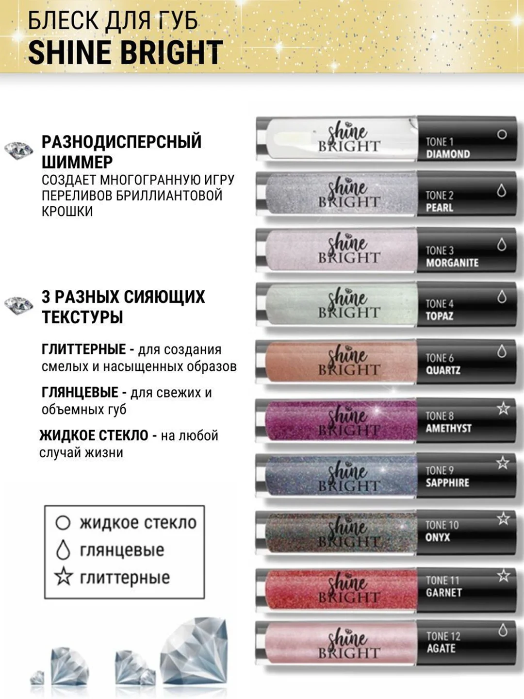Блеск для губ Belor Design Shine bright, 4.3 г