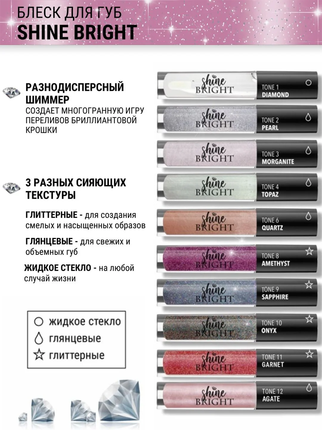 Блеск для губ Belor Design Shine bright, 4.3 г