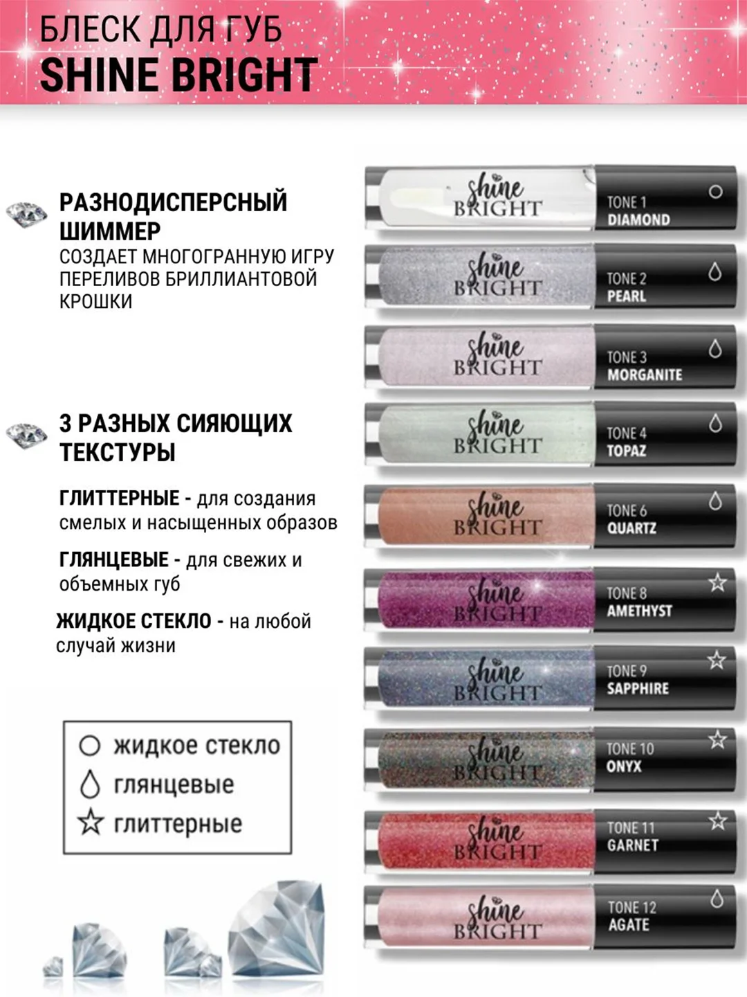 Блеск для губ Belor Design Shine bright, 4.3 г
