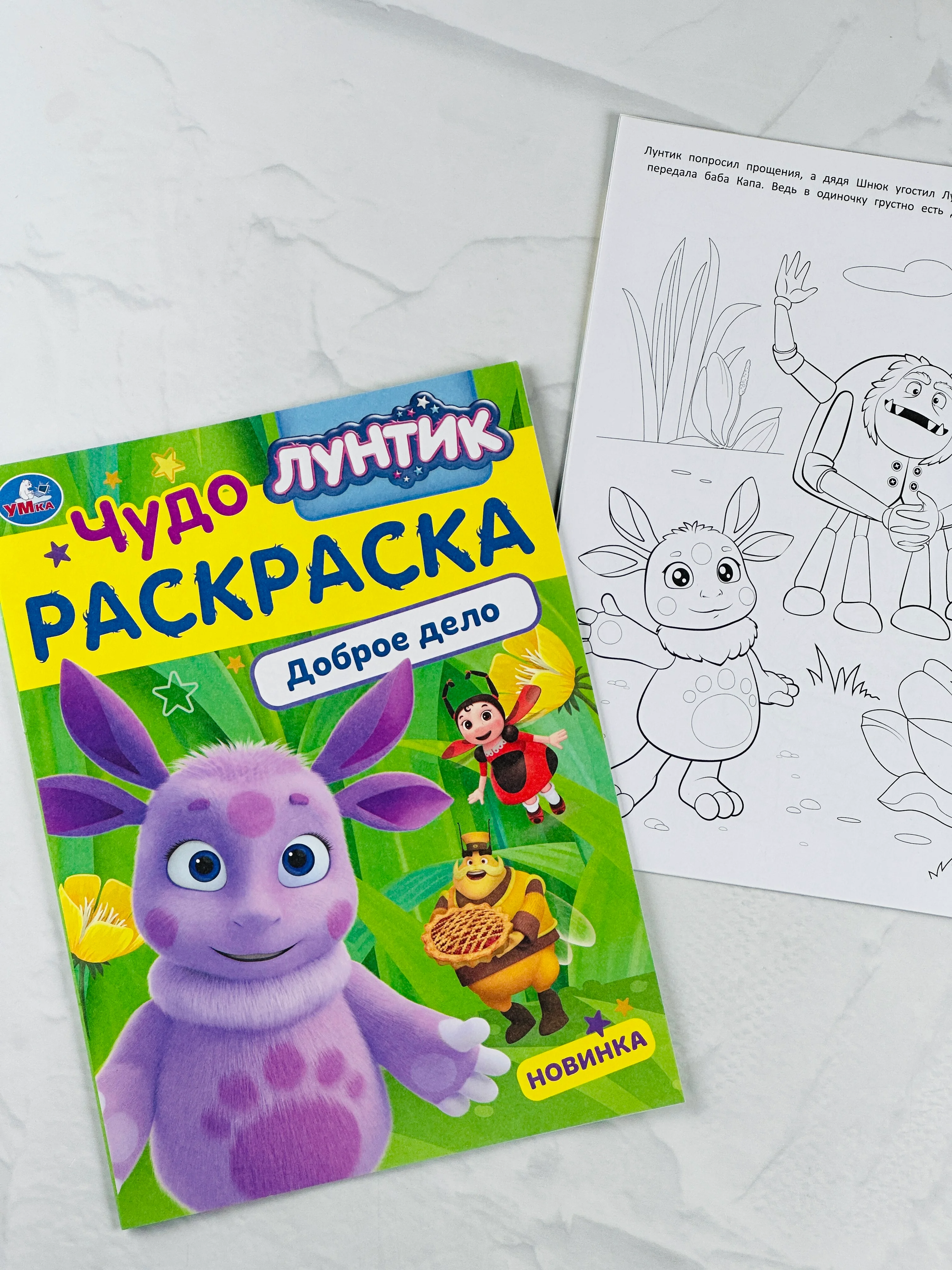 Детская книжка для раскрашивания Лунтик Доброе дело Чудо-раскраска разукраска для малышей