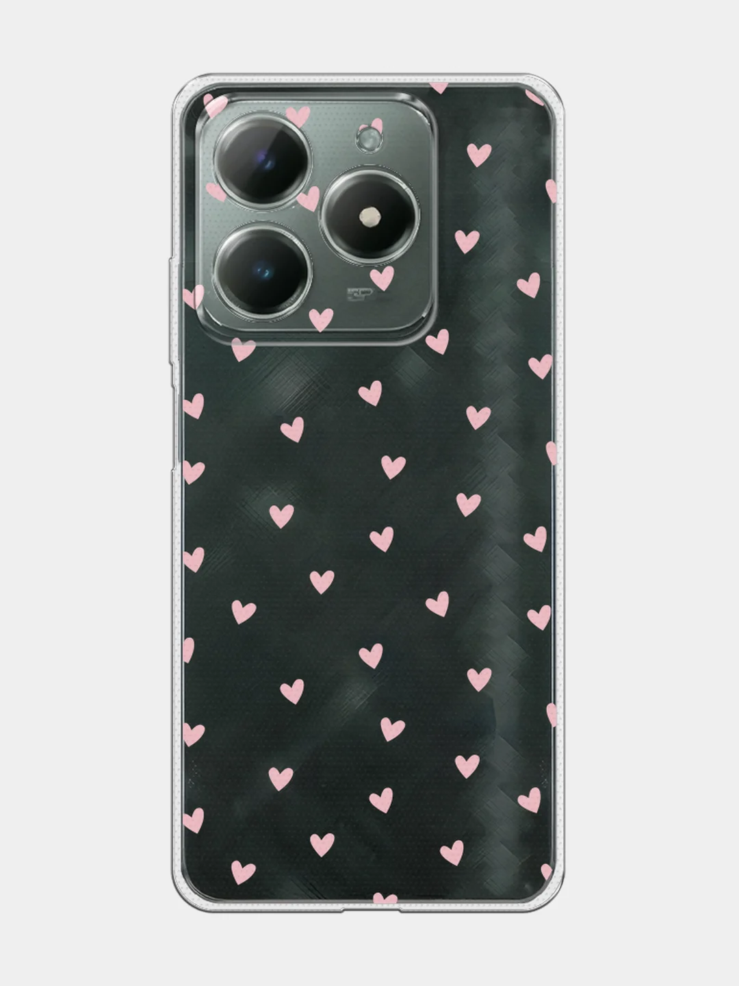 Розовый чехол на Realme C61 4G (Global) / Realme C61 4G прозрачный, с принтом, защита камеры