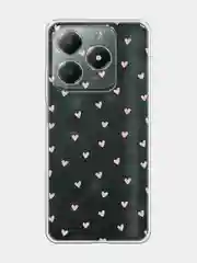 Розовый чехол на Realme C61 4G (Global) / Realme C61 4G прозрачный, с принтом, защита камеры