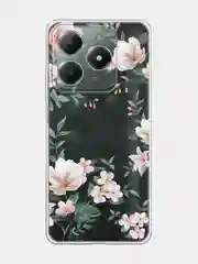 Пастельно-коралловый чехол на Realme C61 4G (Global) / Realme C61 4G прозрачный, с принтом, защита камеры