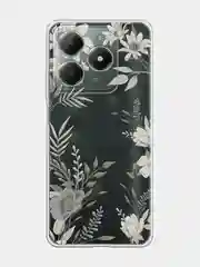 Кремовый чехол на Realme C61 4G (Global) / Realme C61 4G прозрачный, с принтом, защита камеры
