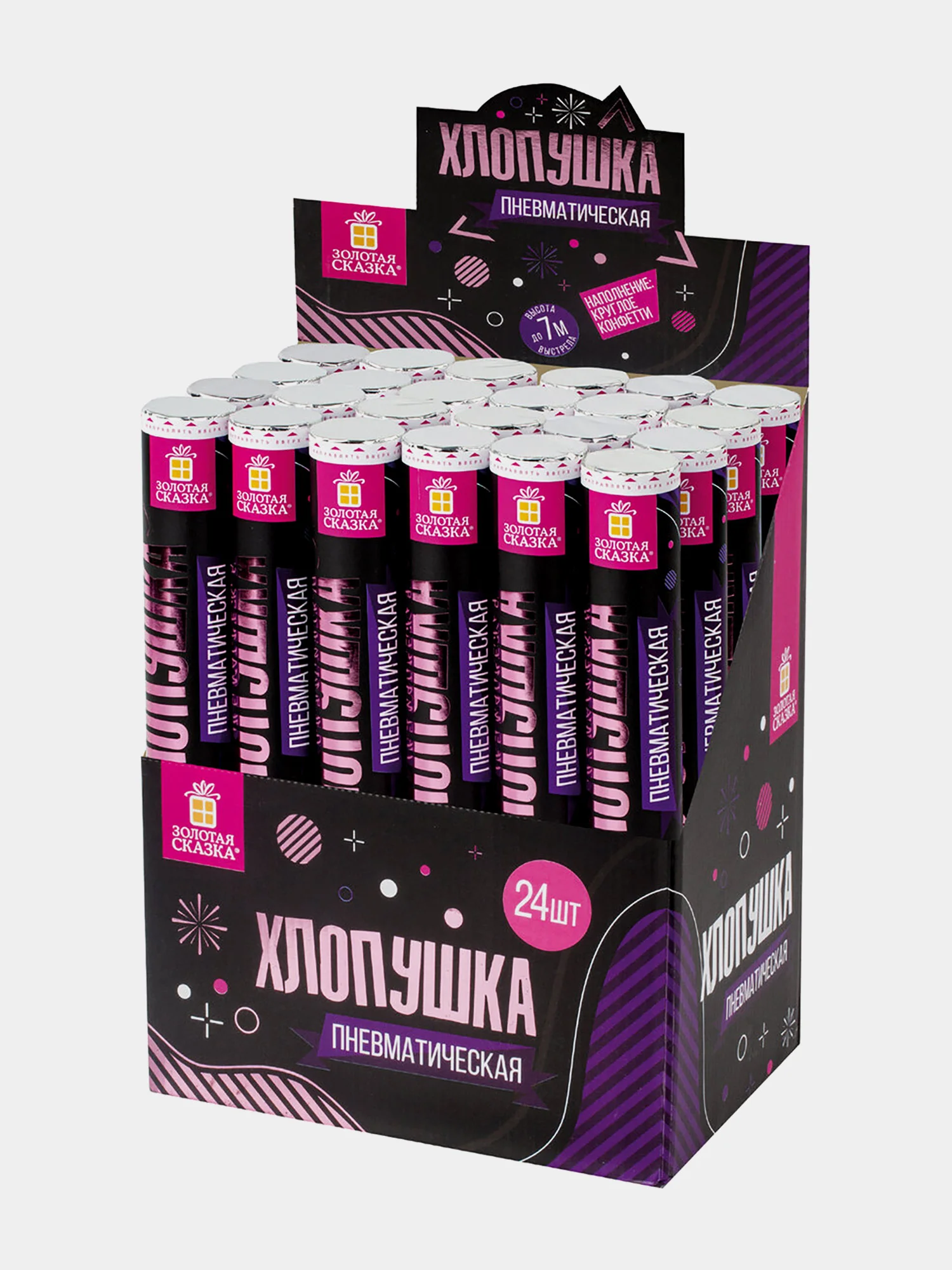 Хлопушка (пневмохлопушка) с конфетти праздничная Золотая Сказка, фольга, круги, 591478