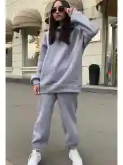 Лесной зеленый спортивный костюм на флисе утепленный с начесом женский