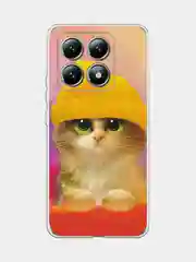 Желтый силиконовый чехол на Xiaomi 14T / Сяоми 14T прозрачный, с принтом, защита камеры
