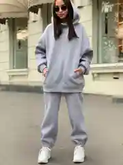 Лесной зеленый спортивный костюм на флисе утепленный с начесом женский