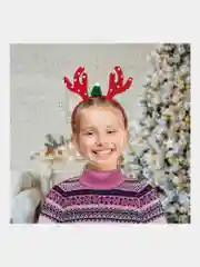 Ободок новогодний с рожками, 22*19 см пластик, цвет: красный/белый, Золотая сказка, 592004