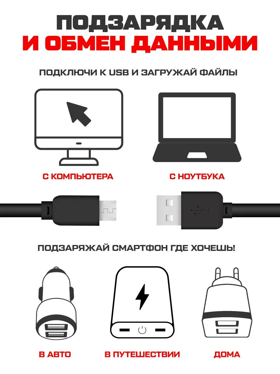 Кабель USB Micro Krutoff Classic (0.2m) черный