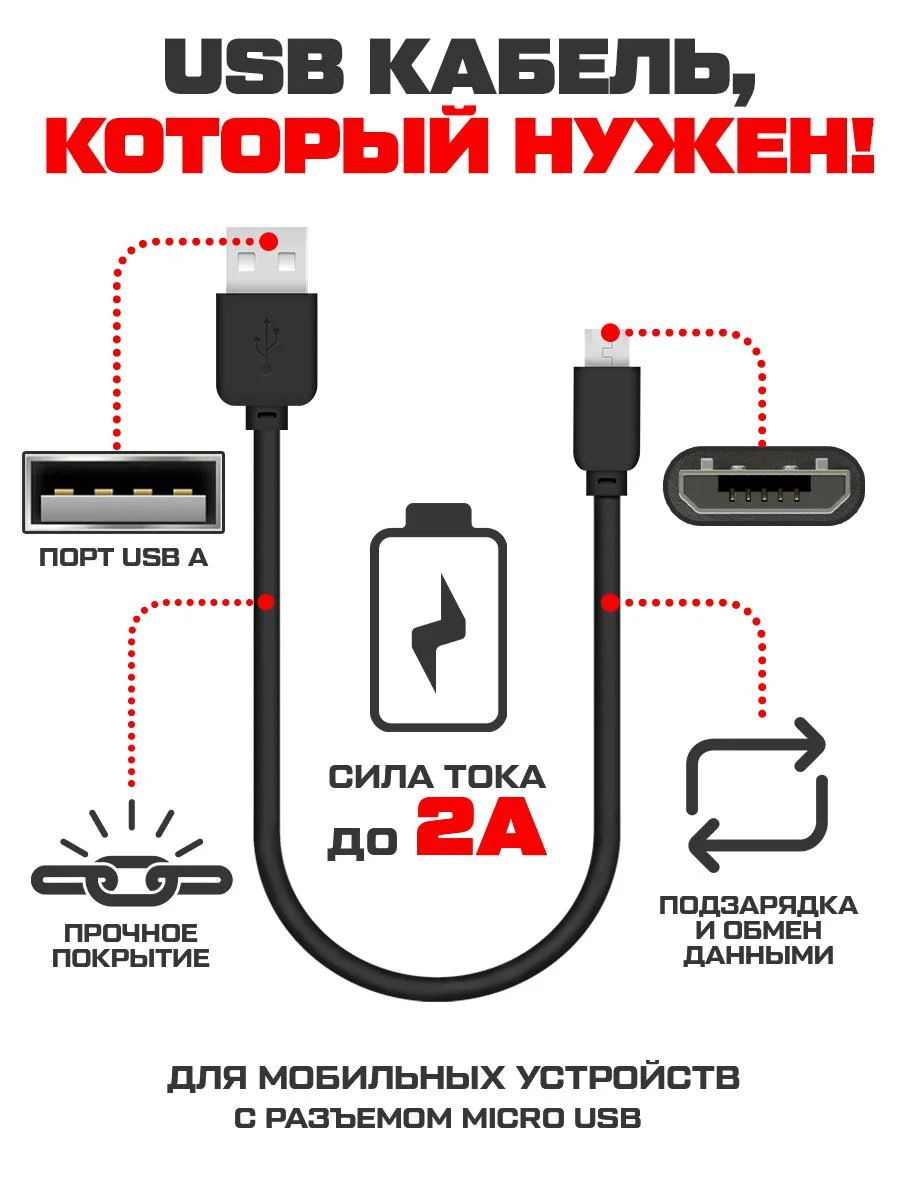 Кабель USB Micro Krutoff Classic (0.2m) черный