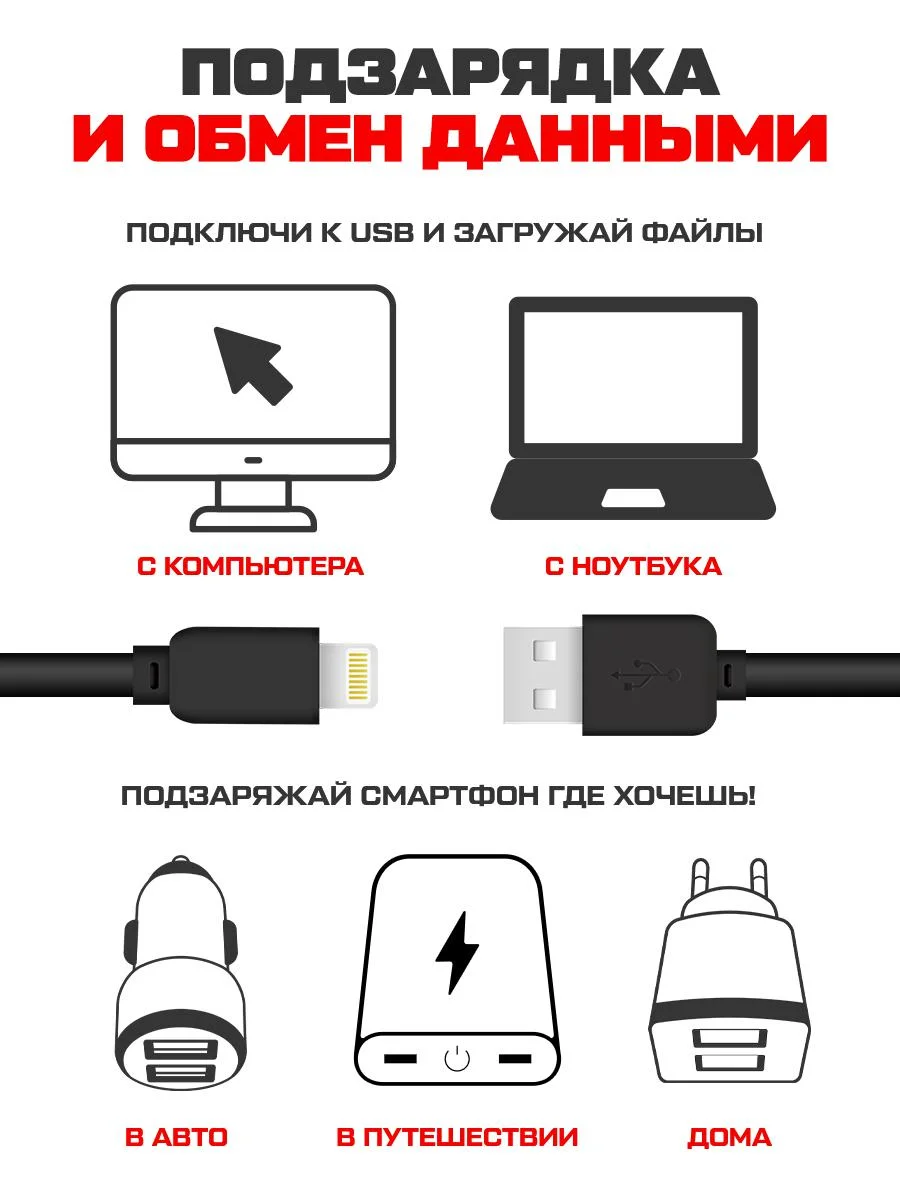 Кабель USB Lightning Krutoff Classic (0,2m) черный
