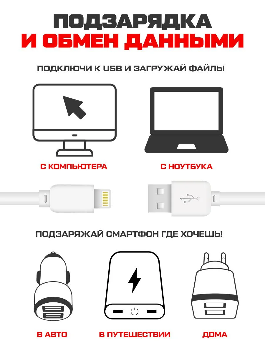Кабель USB Lightning Krutoff Classic (0,2m) белый