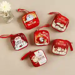 Новогодний детский кошелек для мелочи, квадратный