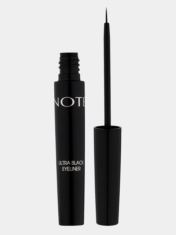Подводка для глаз NOTE Cosmetique насыщенного черного цвета с тонкой кистью-аппликатором
