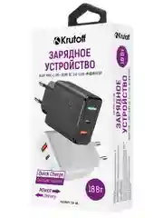 Сетевое зарядное устройство Krutoff CH-08 USB-C+USB-A, PD3.0, QC3.0, 18W