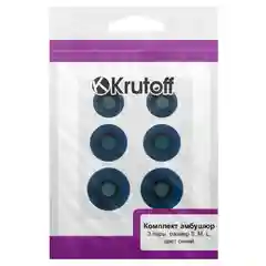 Комплект амбушюр Krutoff для наушников (3 пары, размер S, M, L) синие