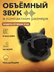 Черный музыкальная портативная колонка" Французский бульдог", беспроводная, блютуз