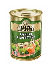 Оливки Filippo Berio без косточки, зелёные, с креветкой, в железной банке, 300 г