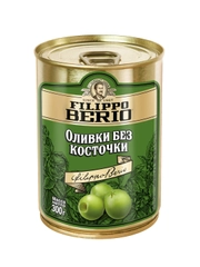 Оливки Filippo Berio без косточки, зелёные, в железной банке, 300 г