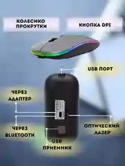 Беспроводная компьютерная мышь аккумуляторная с подсветкой