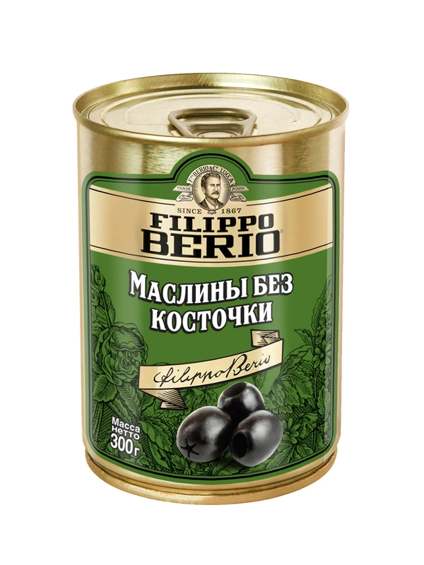 Маслины Filippo Berio без косточки, в железной банке, 300 г