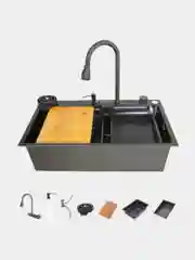 Черный мойка многофункциональная Dikalan KS754508 75х46х22см