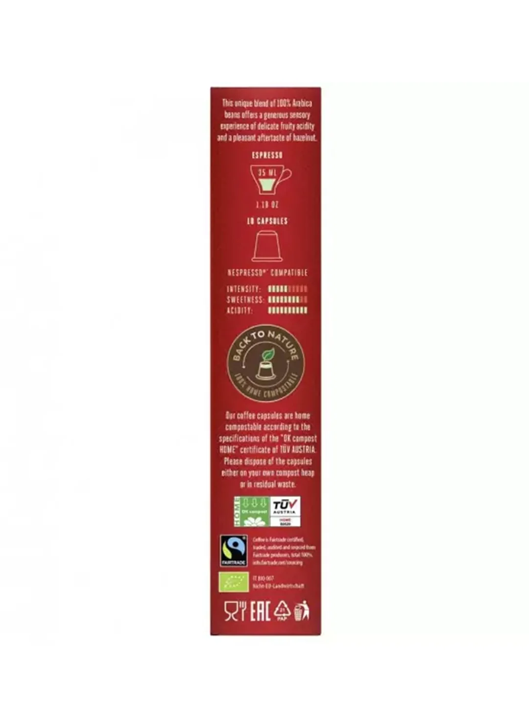 Кофе в капсулах Julius Meinl Эспрессо Делизиосо био, система Nespresso, 10 штук по 5,6 г
